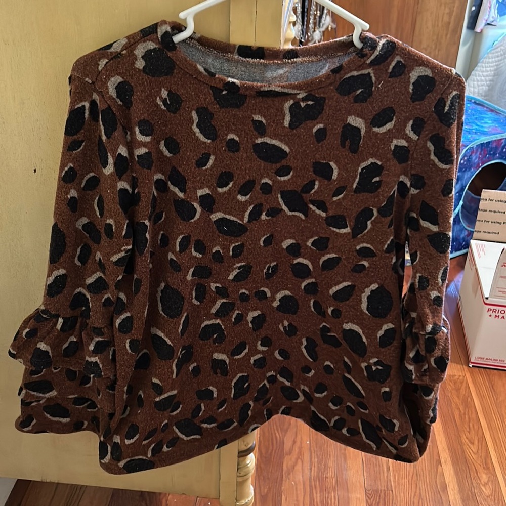 Animal print knit top